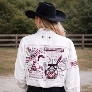 Vintage Brand Damaged White Shirt With Embroidery Details NWT